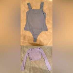 Ruffle Strap Bodysuit and Cropped long sleeve